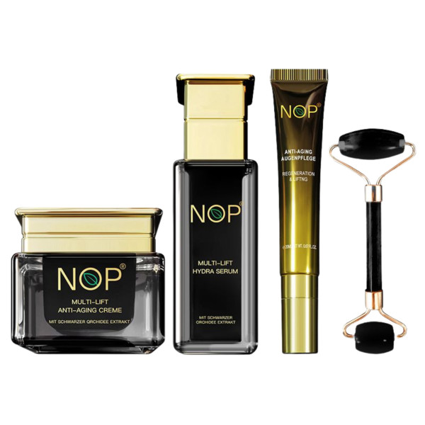 NOP Premium Ritual Box: Serum, Augenpflege, Creme + Gesichtsroller
