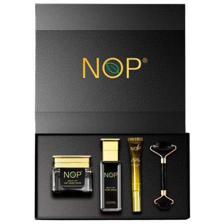 NOP Premium Ritual Box: Serum, Augenpflege, Creme + Gesichtsroller